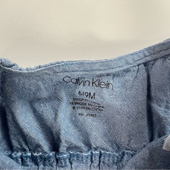 Calvin Klein girl’s pink flannel and jeans dress  6-9 months m141-18 - Picture 4 of 4